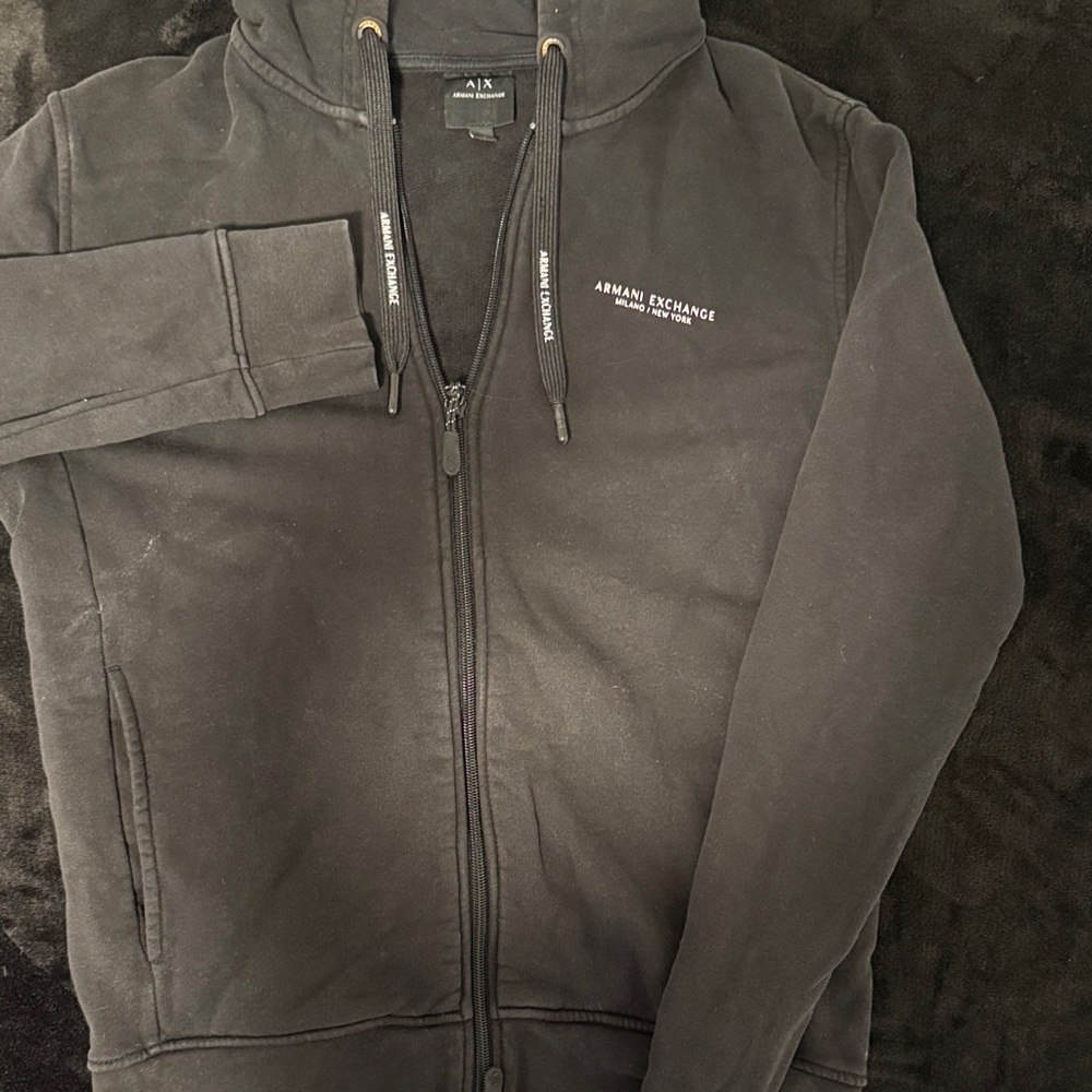 Armani Exchange black Zip-Up Hoodie